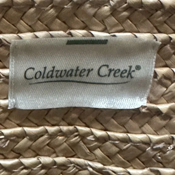 COLDWATER CREEK NWOT straw tote with black metallic crochet detailing - Picture 7 of 7